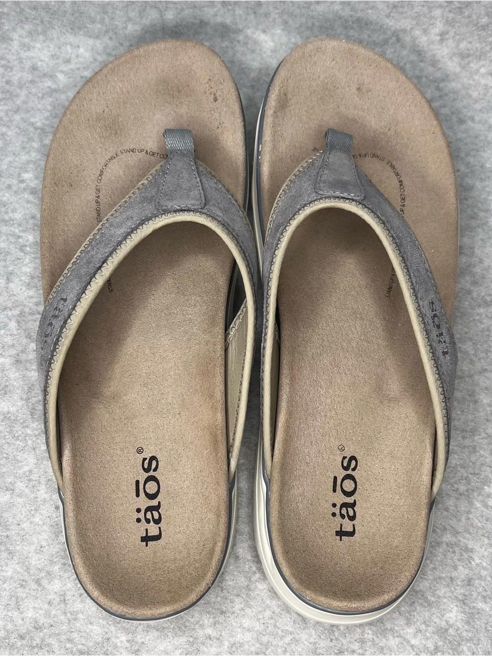 TAOS Womens Aur-13540 Flip Flop Thong Sandals Gray Cloud Nubuck Leather Sz 10 - Picture 6 of 10